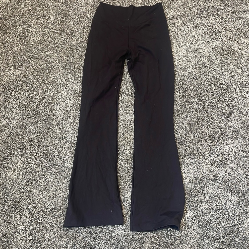 black flared leggings